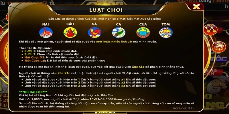 Luật Chơi Bầu Cua Mini Go88